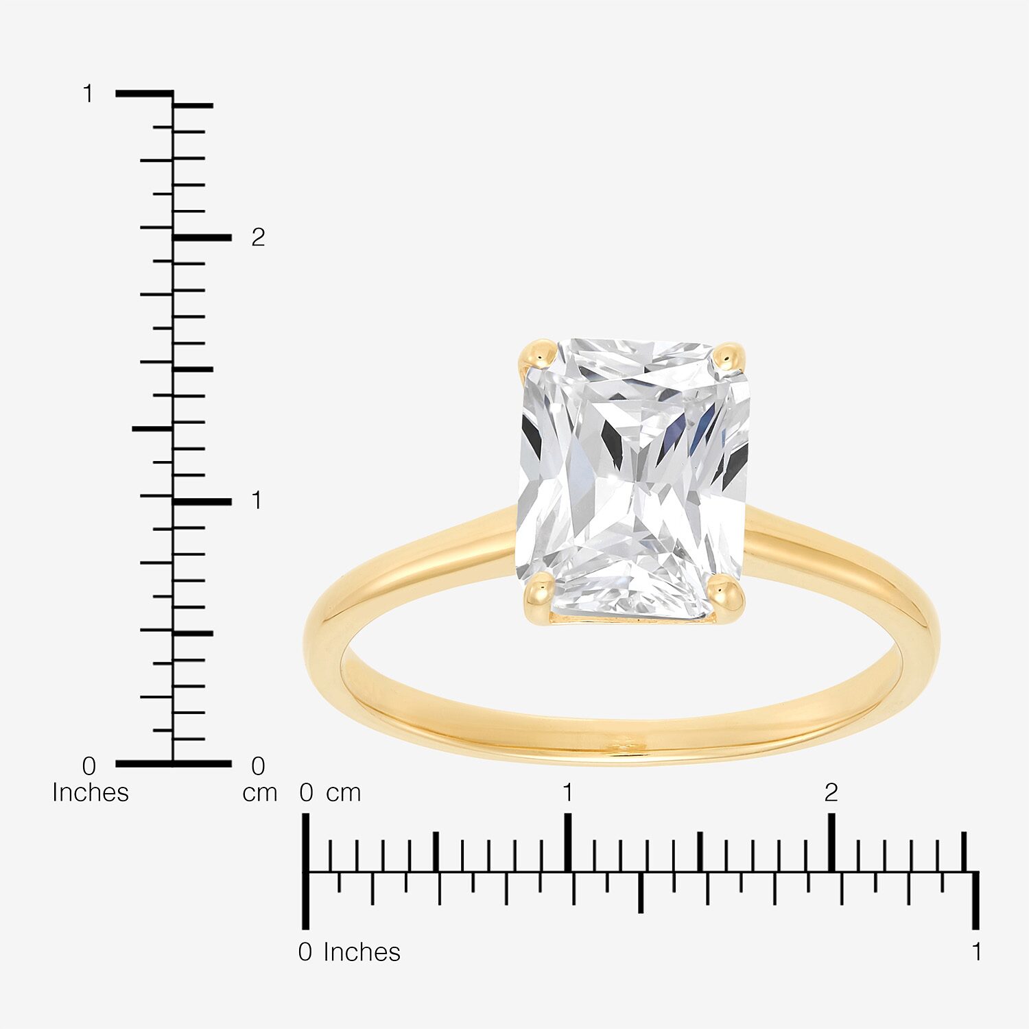 Womens White Cubic Zirconia 10K Gold Solitaire Cocktail Ring