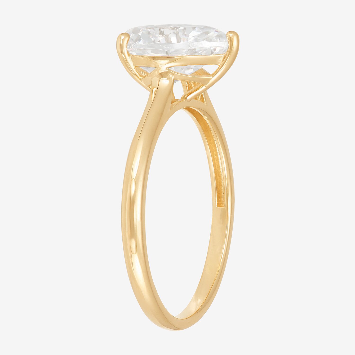 Womens White Cubic Zirconia 10K Gold Pear Solitaire Cocktail Ring