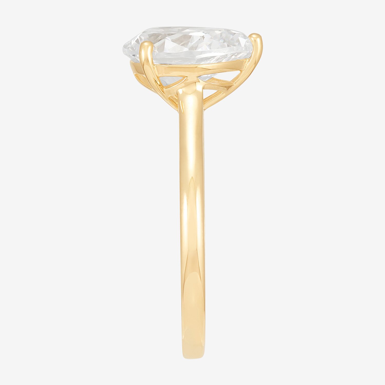 Womens White Cubic Zirconia 10K Gold Pear Solitaire Cocktail Ring