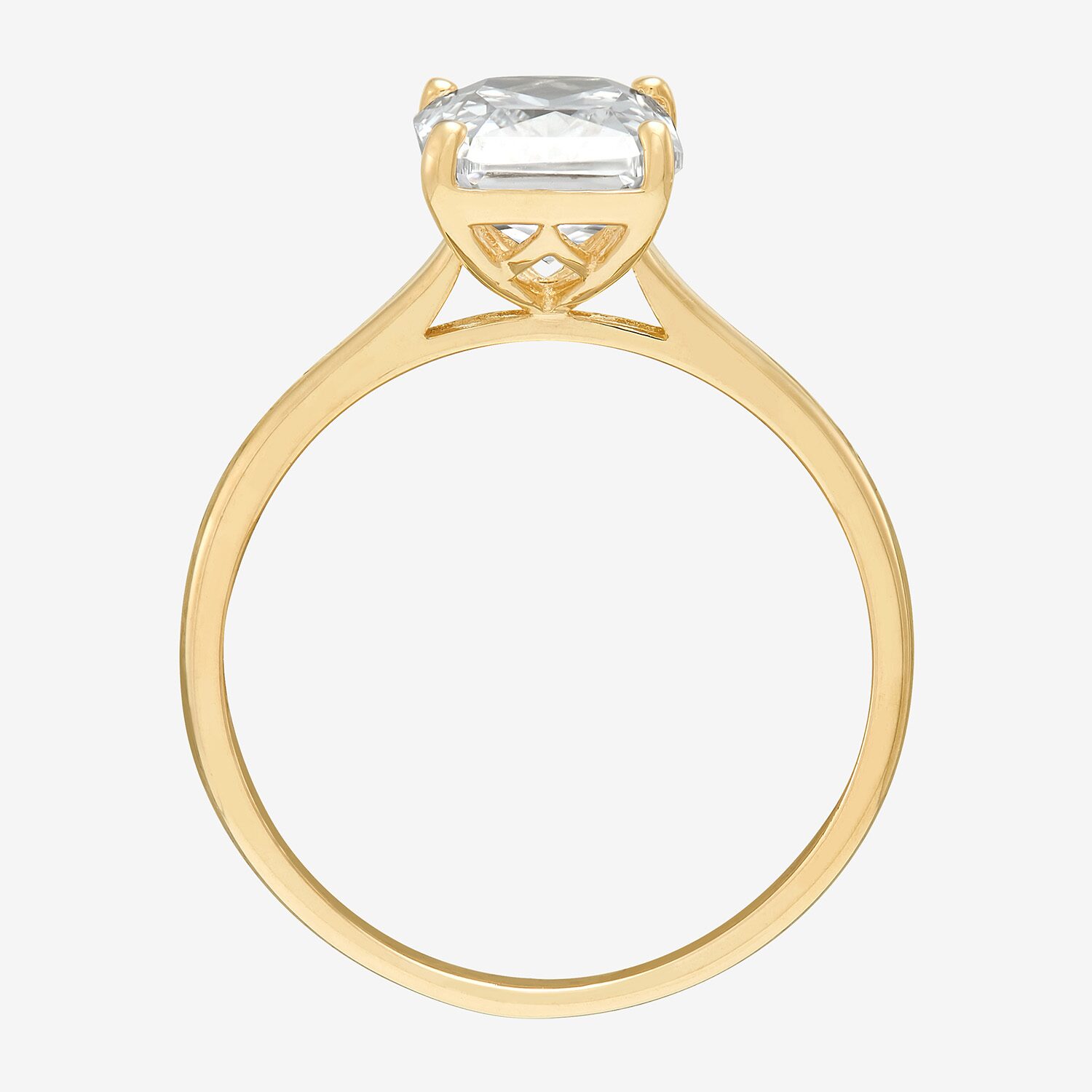 Womens White Cubic Zirconia 10K Gold Solitaire Cocktail Ring