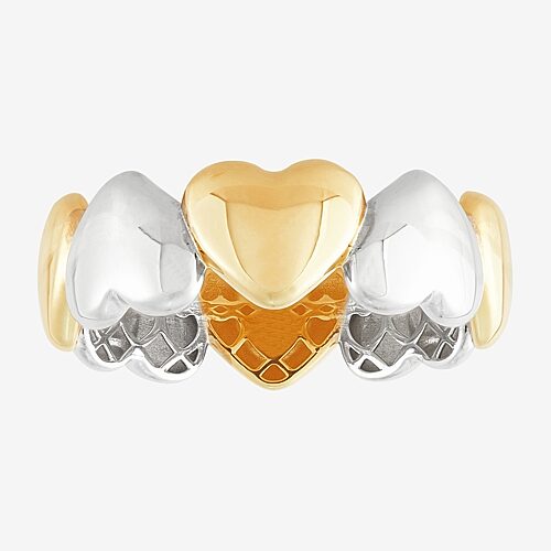 Womens 8.5MM 10K Two Tone Gold Heart Band, 7, Yellow