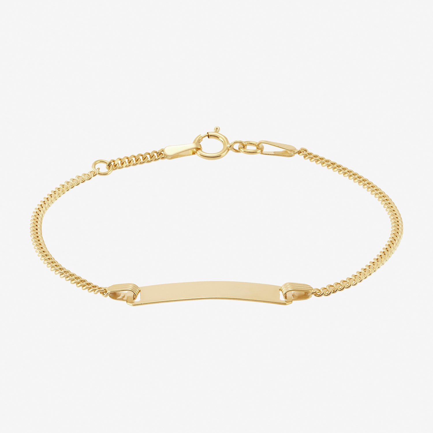 Girls 14K Gold 5 1/2 Inch Solid Curb Id Bracelet