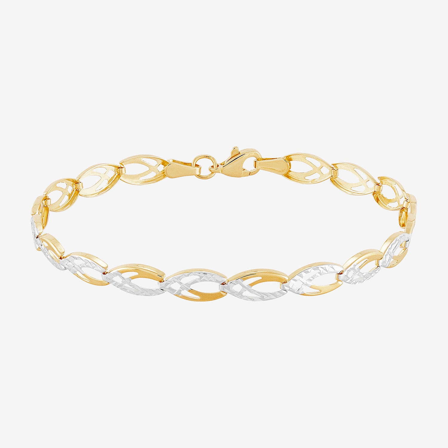 Womens 10K Gold 7.25 Inch Link Bracelet