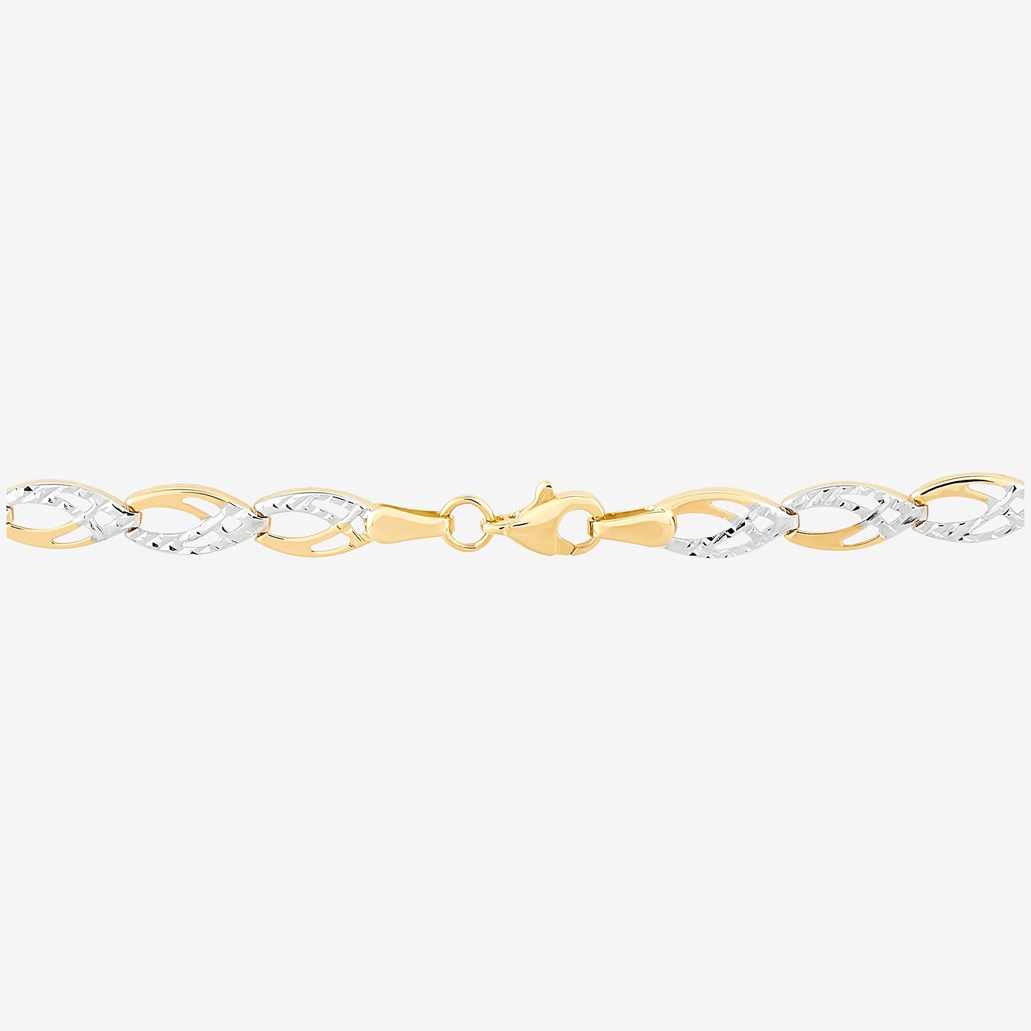 Womens 10K Gold 7.25 Inch Link Bracelet
