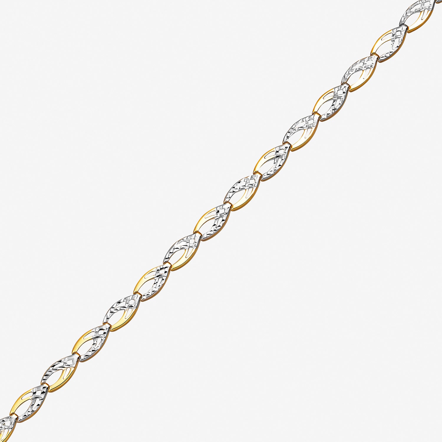 Womens 10K Gold 7.25 Inch Link Bracelet