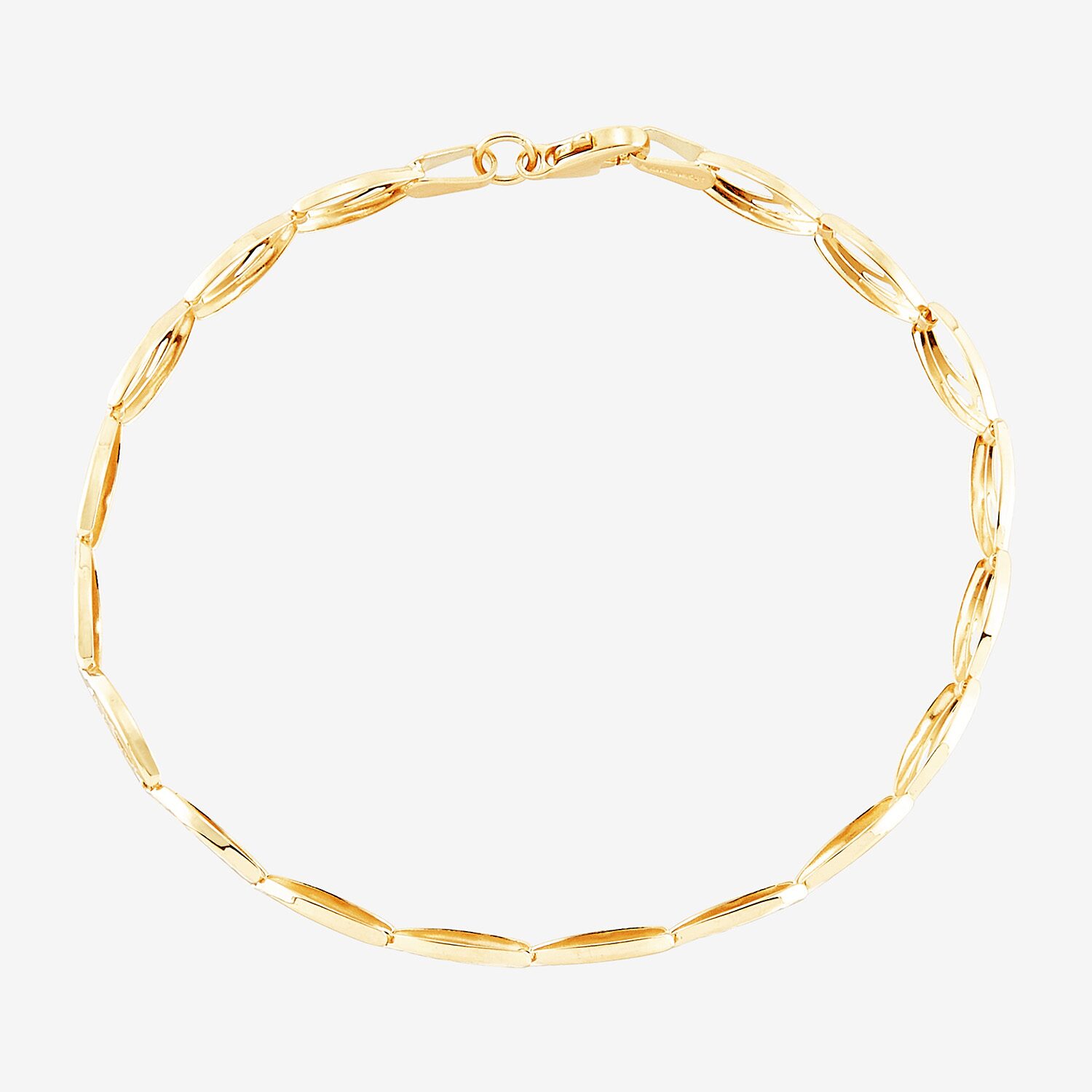 Womens 10K Gold 7.25 Inch Link Bracelet