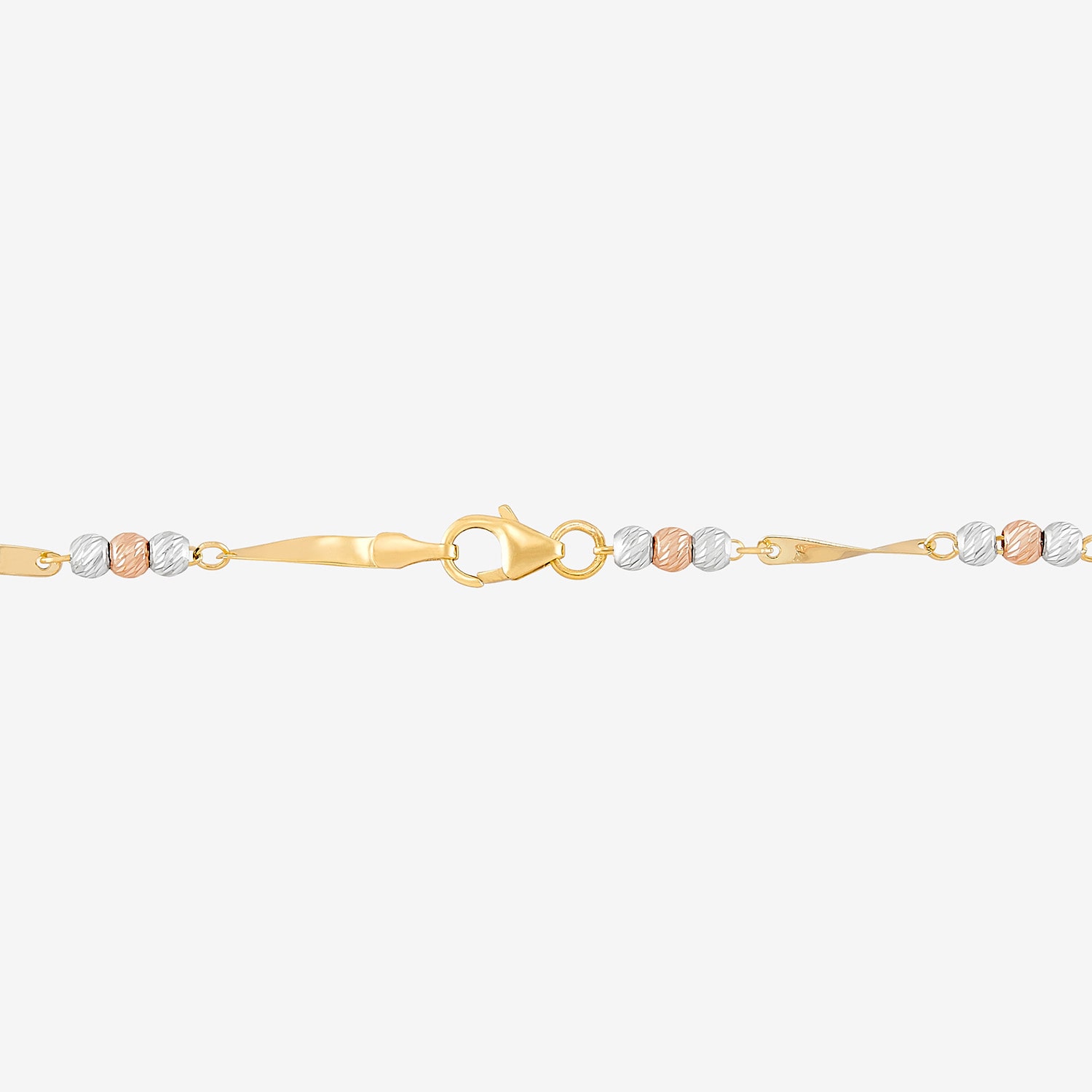 Womens 14K Tri-Color Gold 7.5 Inch Link Bracelet