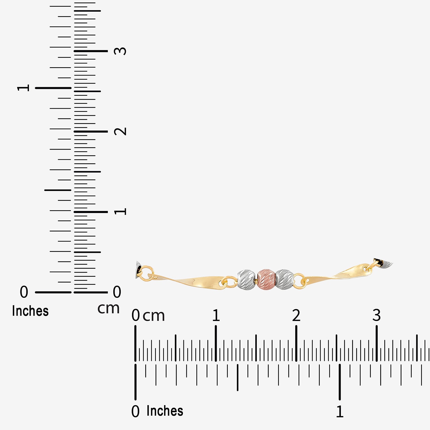 Womens 14K Tri-Color Gold 7.5 Inch Link Bracelet