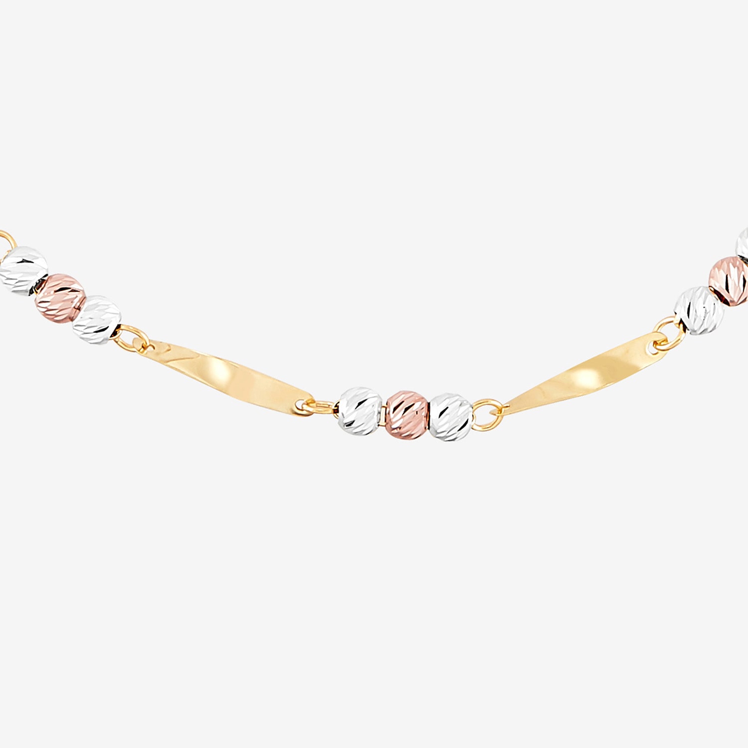 Womens 14K Tri-Color Gold 7.5 Inch Link Bracelet