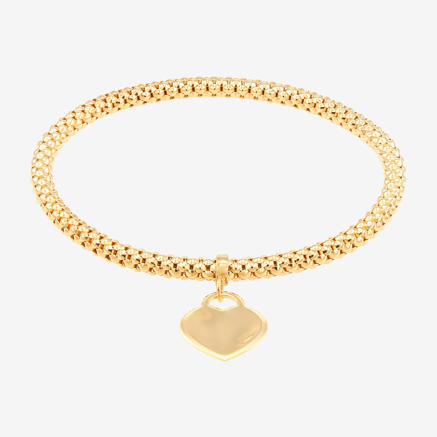 Made in Italy Womens 14K Gold Heart Charm Bracelet
