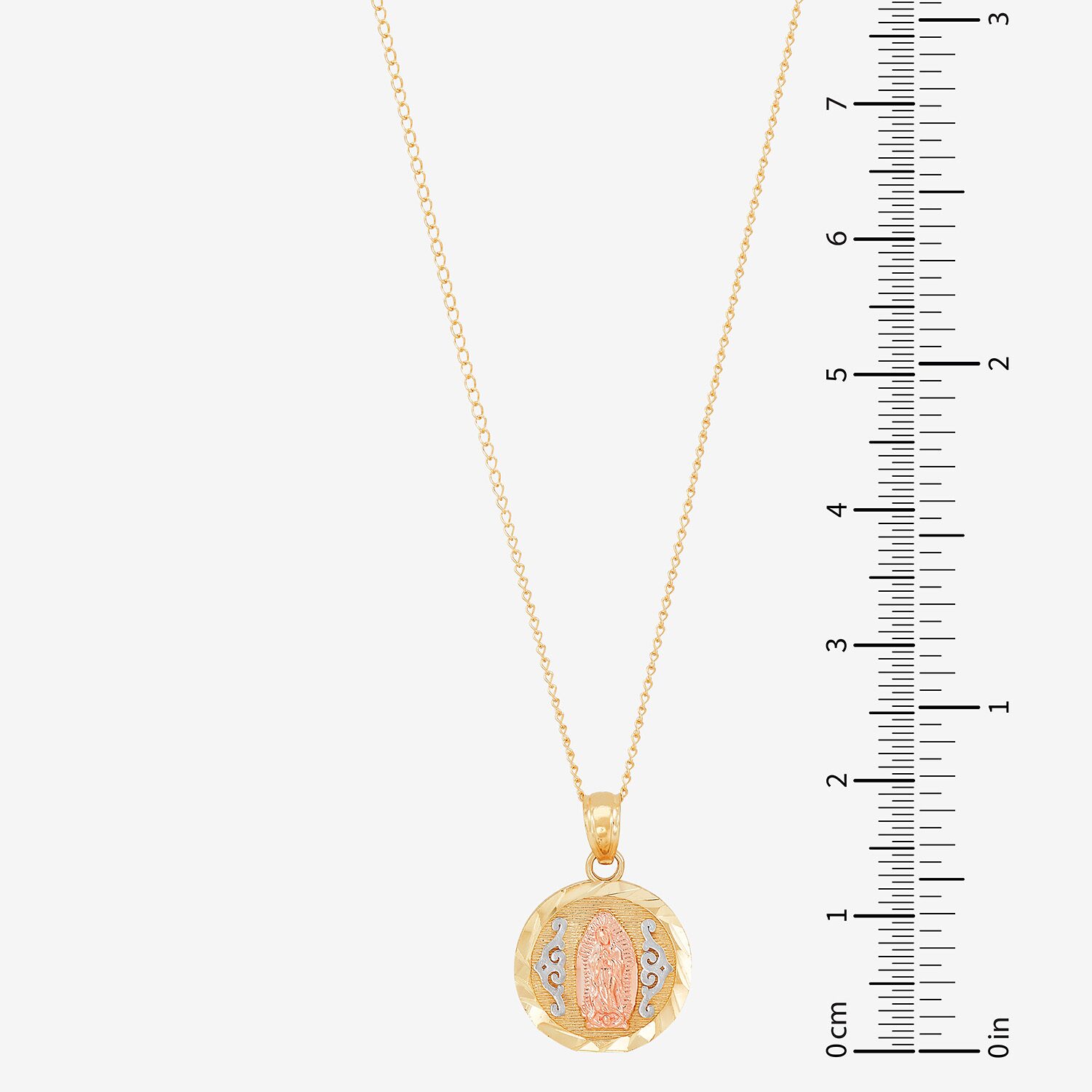 Our Lady Of Guadalupe / Nuestra Senora De Guadalupe Girls 14K Gold Round 13 Inch Pendant Necklace