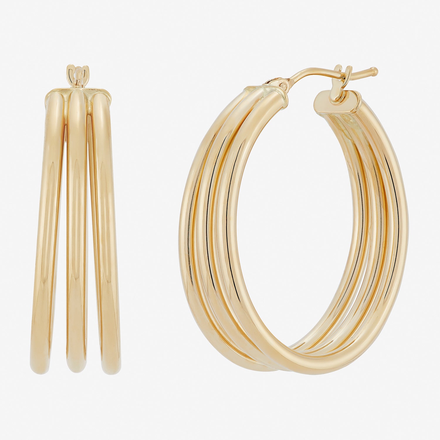Made in Italy Womens 14K Gold 30mm Round Hoop Earrings