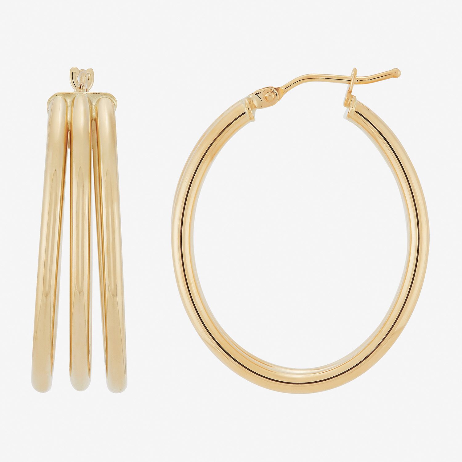 Made in Italy Womens 14K Gold 30mm Round Hoop Earrings