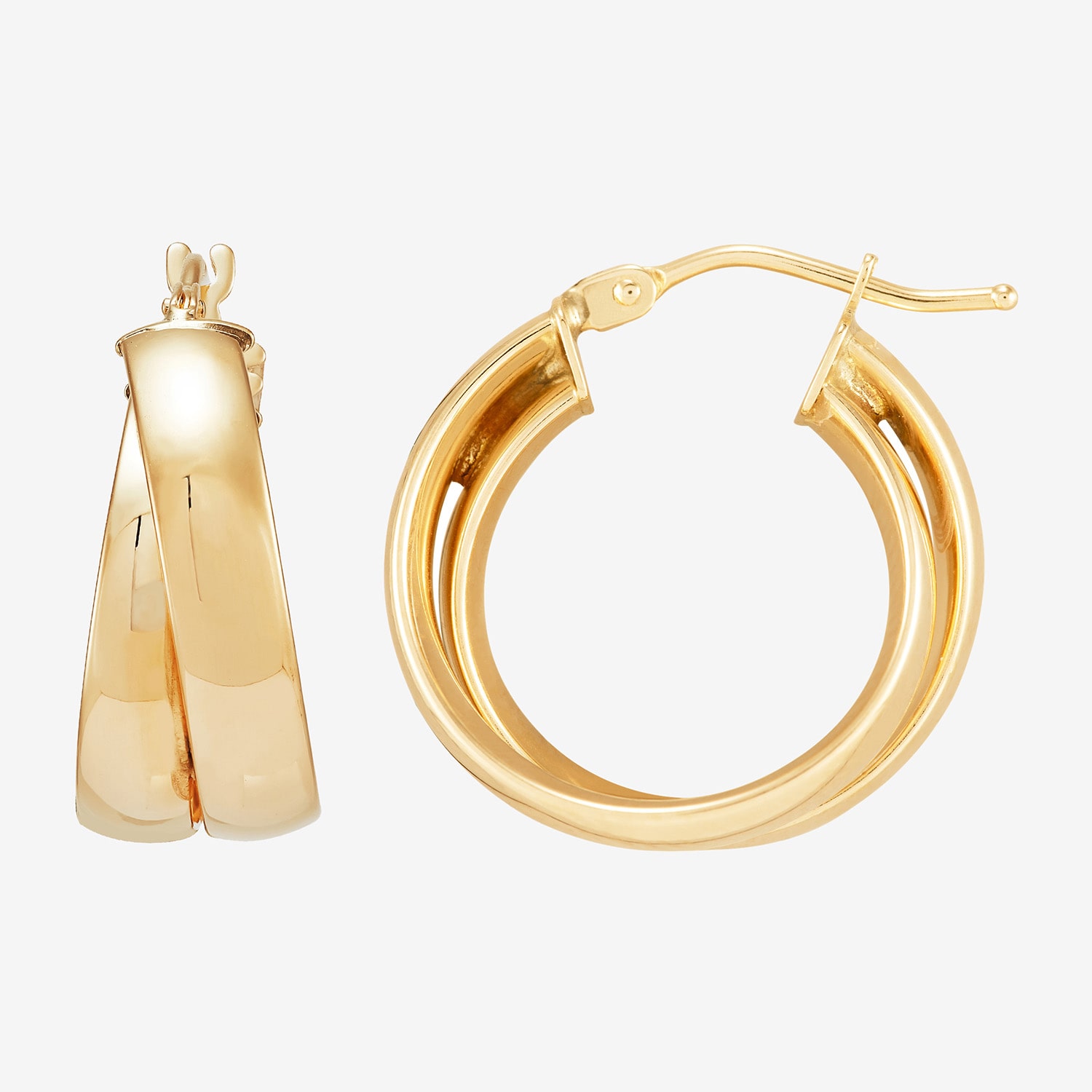 Made in Italy Womens 14K Gold 15mm Hoop Earrings