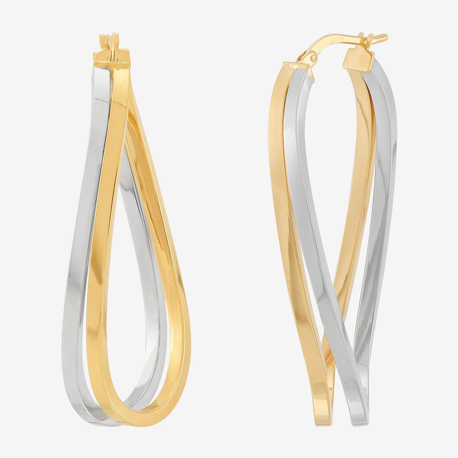 Made in Italy Womens 14K Two Tone Gold 40mm Round Hoop Earrings