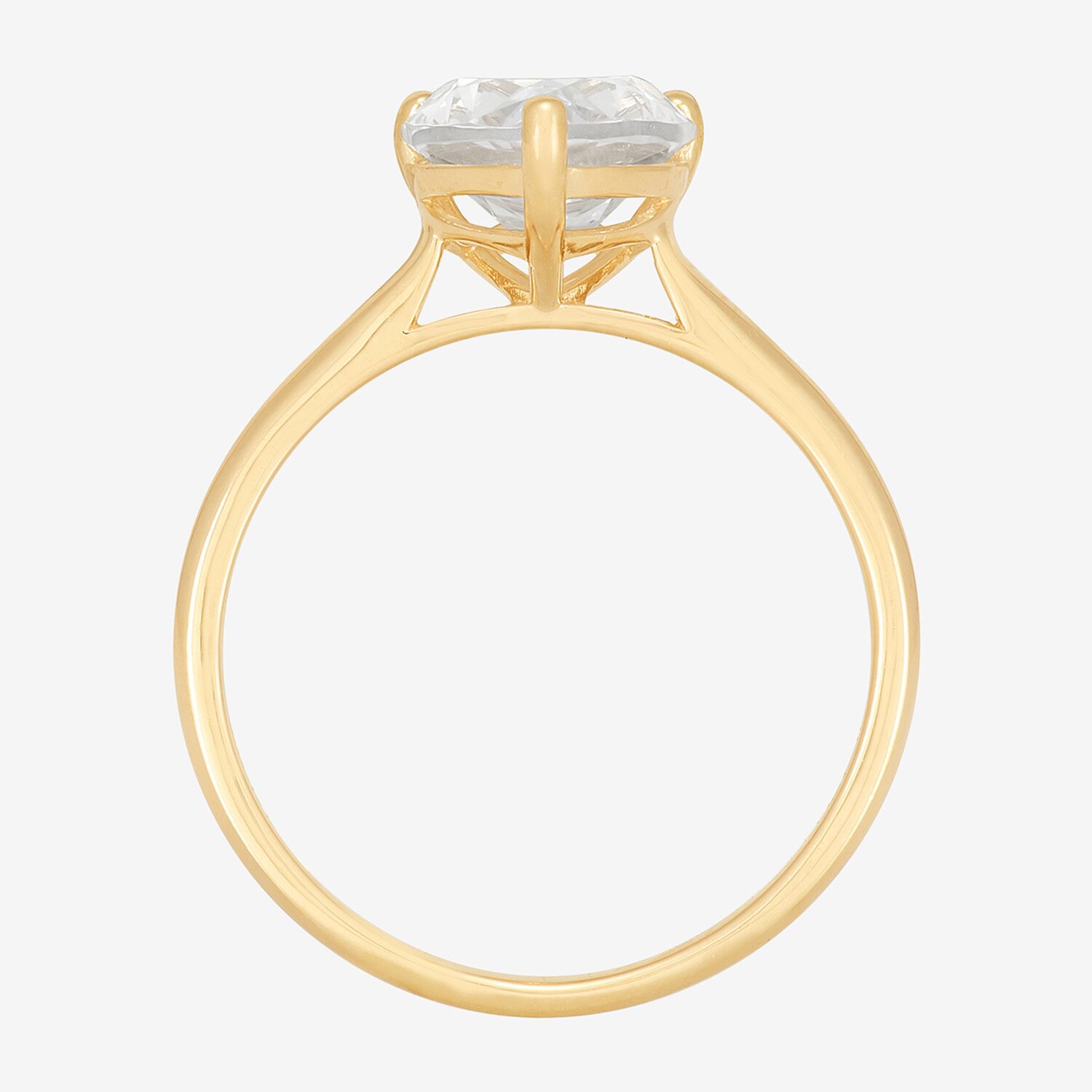 Womens White Cubic Zirconia 10K Gold Pear Solitaire Cocktail Ring