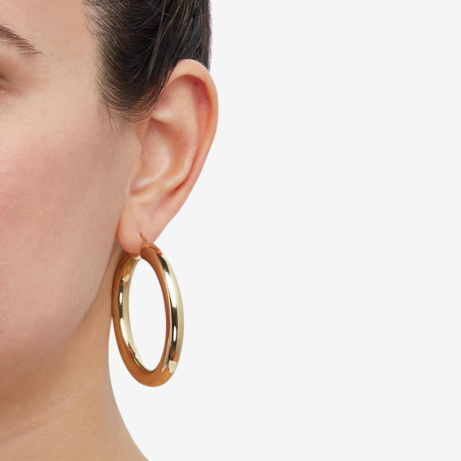 Womens 14K Gold 50mm Hoop Earrings