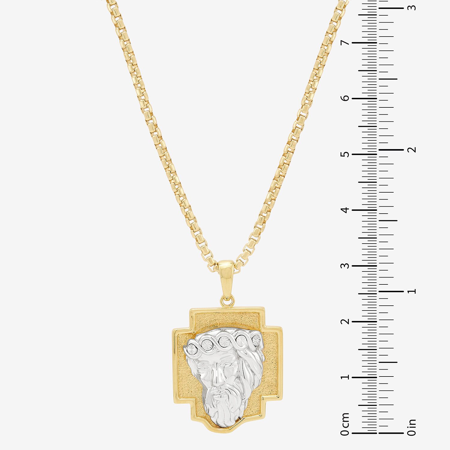 Jesus Christ Mens 18K Gold Over Silver 22 Inch Pendant Necklace