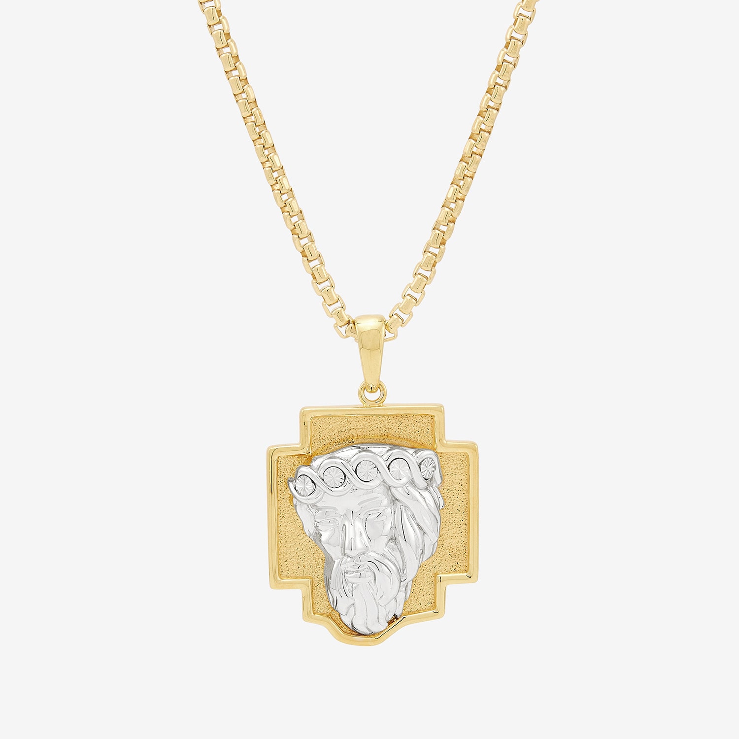 Jesus Christ Mens 18K Gold Over Silver 22 Inch Pendant Necklace