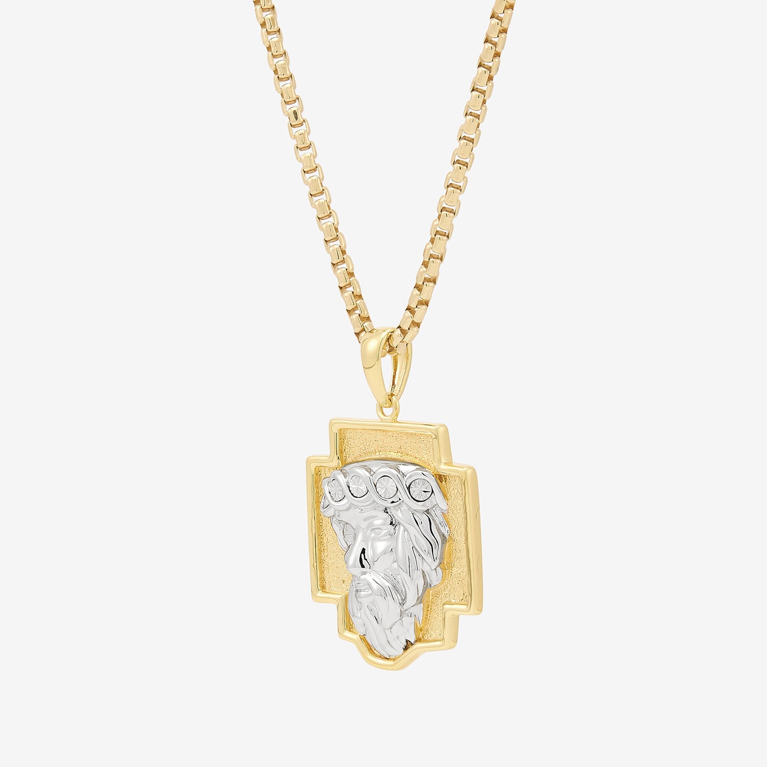 Jesus Christ Mens 18K Gold Over Silver 22 Inch Pendant Necklace