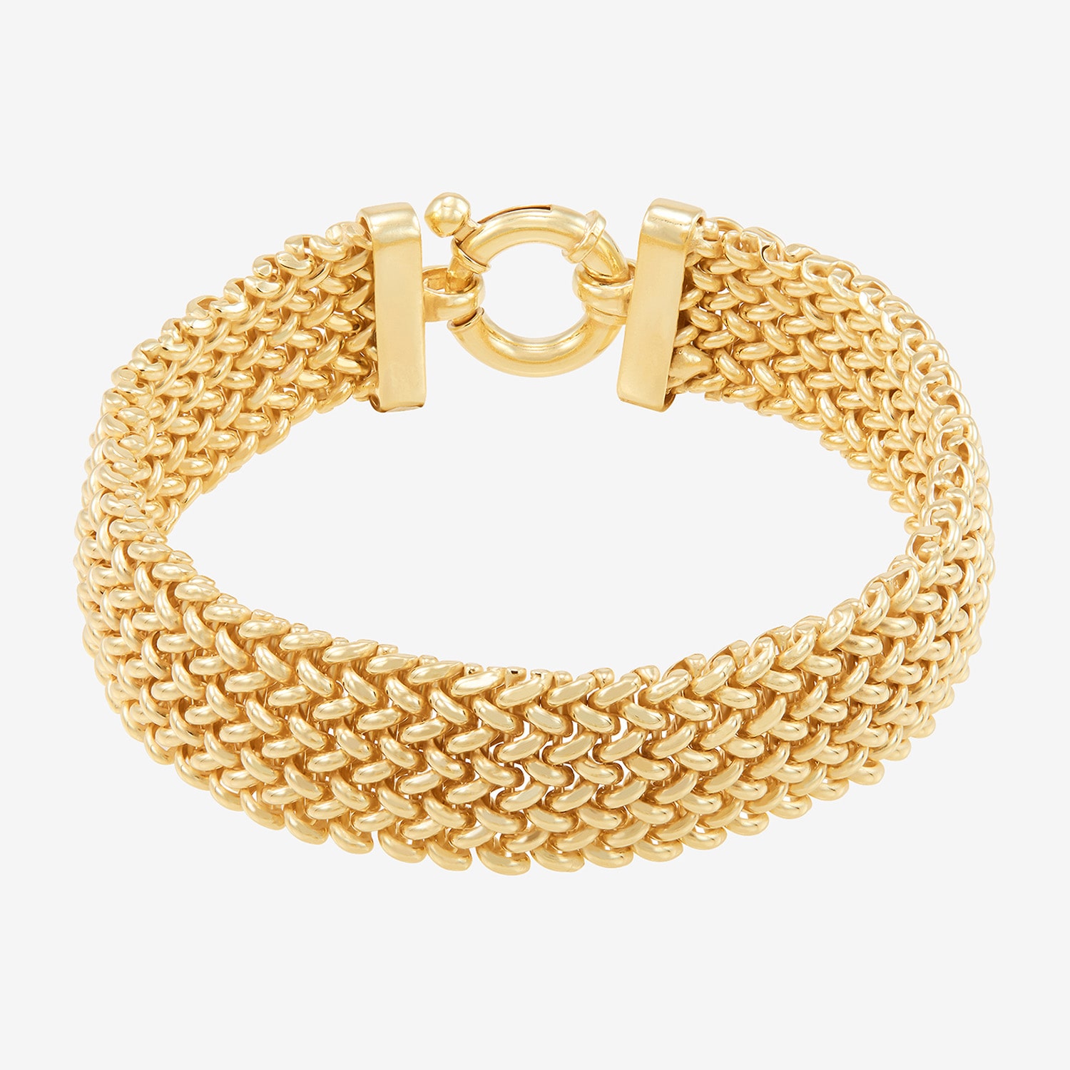 Made in Italy Womens 14K Gold Over Silver Semisolid Heart 7.5 Inch Link Bracelet