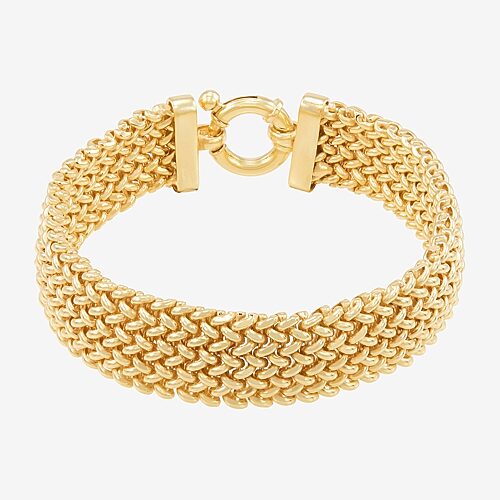 Made in Italy Womens 14K Gold Over Silver Semisolid Heart 7.5 Inch Link Bracelet, One Size