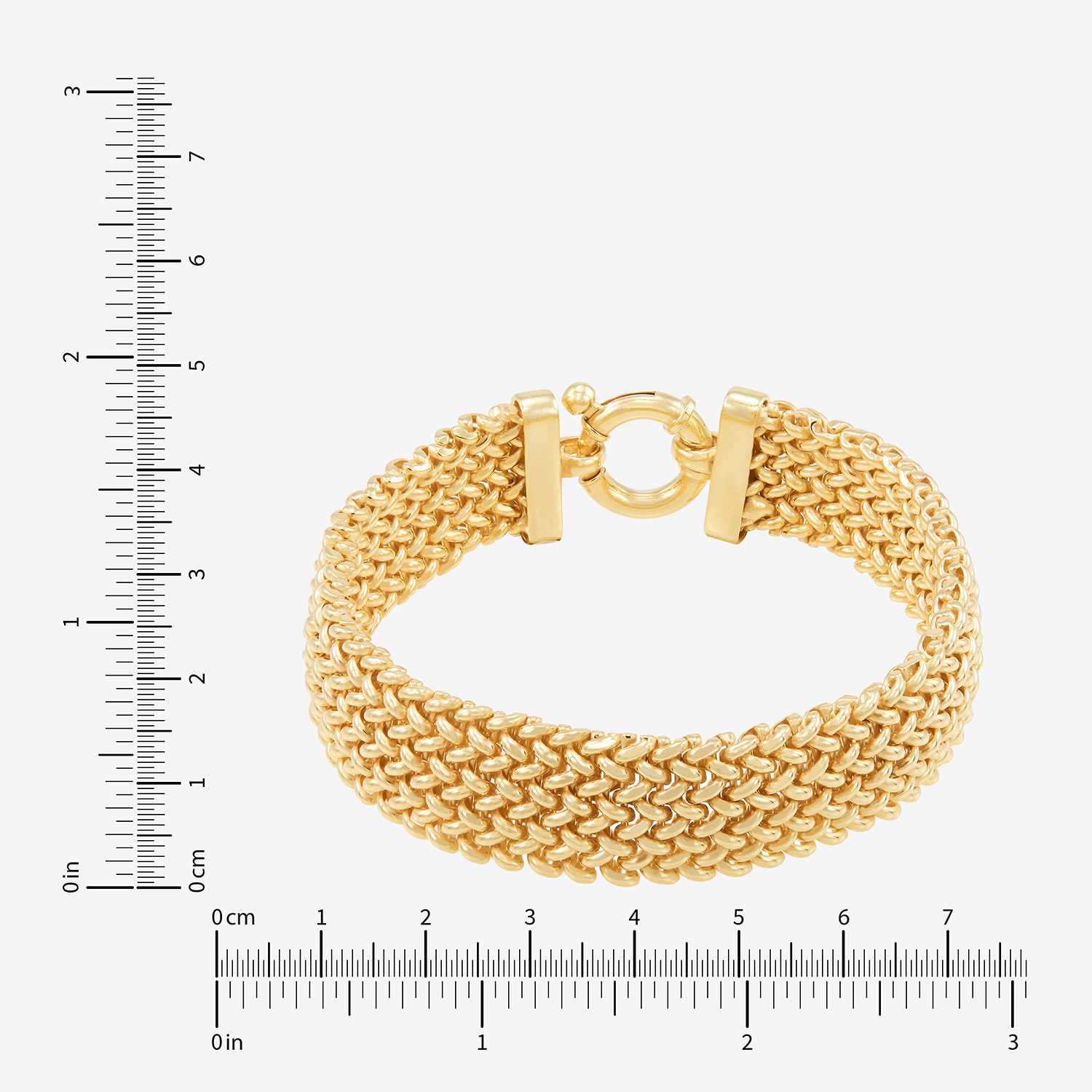 Made in Italy Womens 14K Gold Over Silver Semisolid Heart 7.5 Inch Link Bracelet