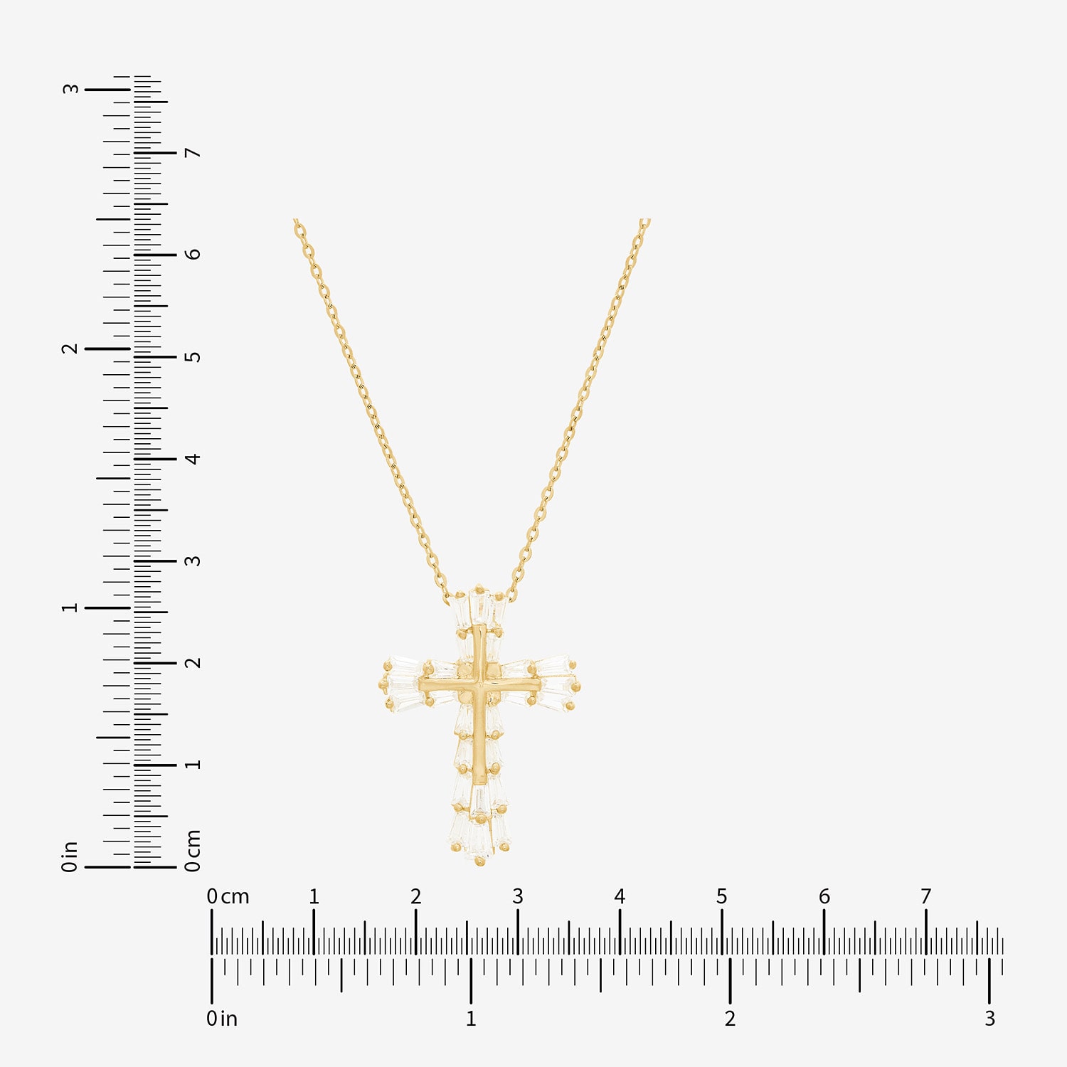 DiamonArt® Womens White Cubic Zirconia 14K Gold Over Silver Cross Pendant Necklace
