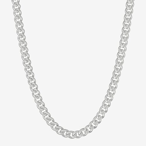 Made in Italy Womens Sterling Silver 20 Inch Curb Chain Necklace, One Size, White