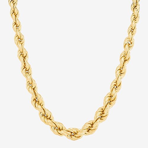 Made in Italy Womens 24K Gold Over Silver 18 Inch Rope Chain Necklace, One Size, Yellow
