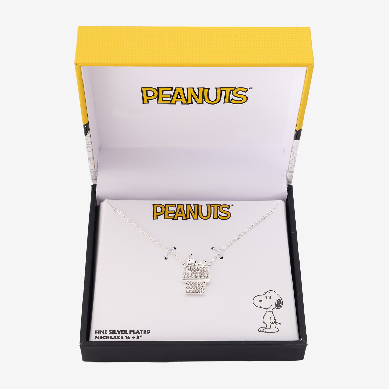 Disney Classics Womens Red Crystal Pure Silver Over Brass Snoopy 16 Inch Pendant Necklace