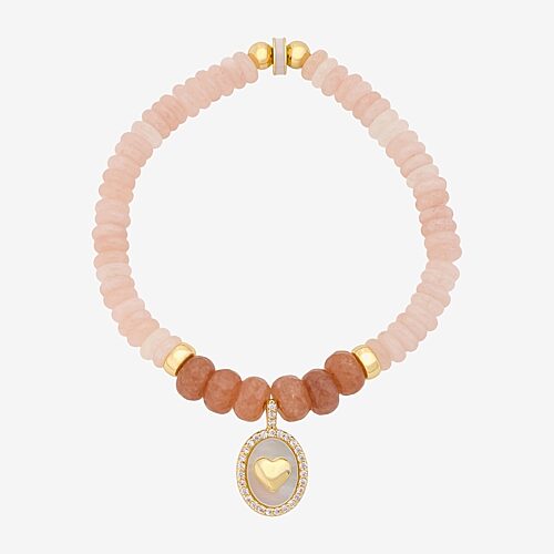 Footnotes Womens Pink Cubic Zirconia Round Stretch Bracelet In Yellow