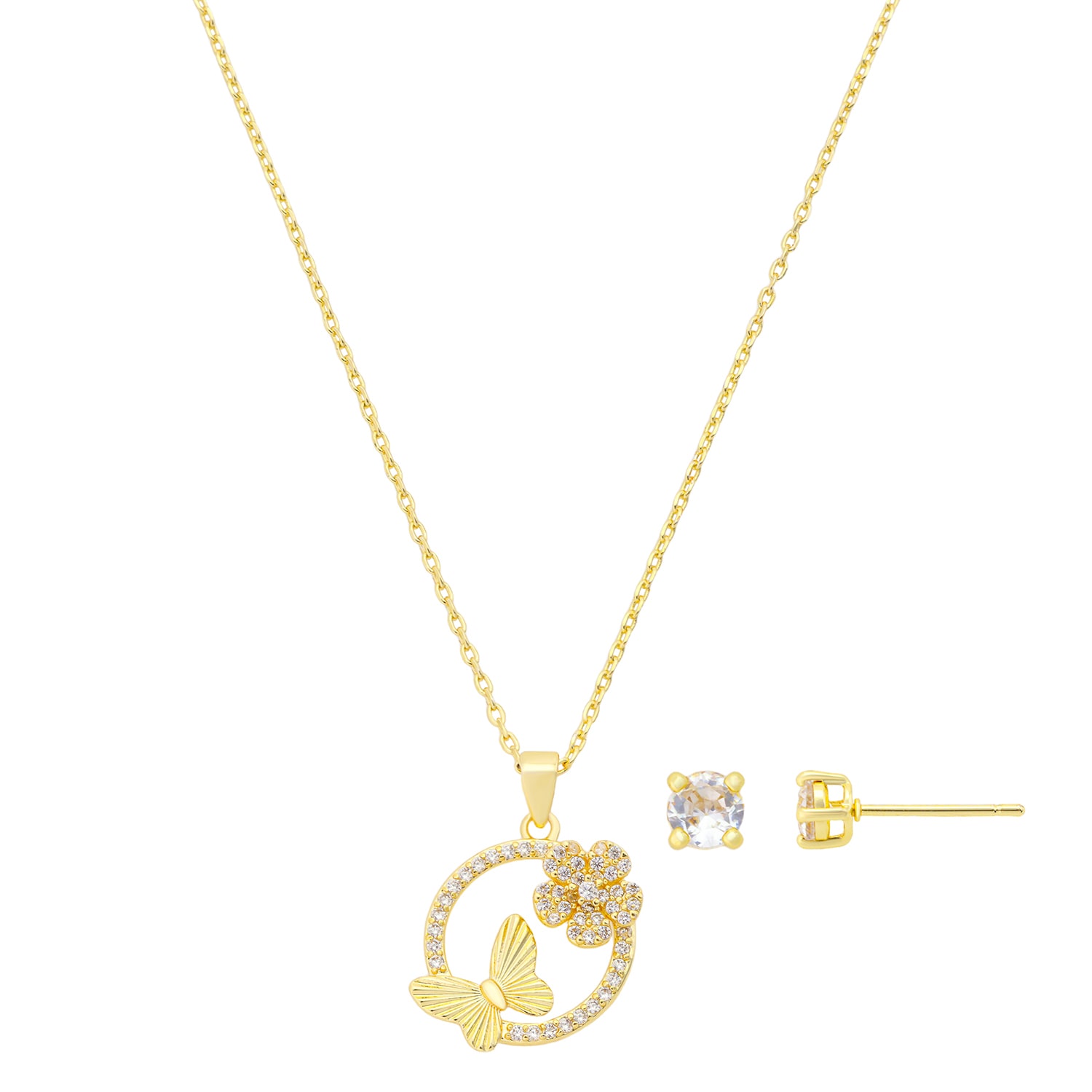 Footnotes Womens Cubic Zirconia Butterfly 2-pc. Necklace Set
