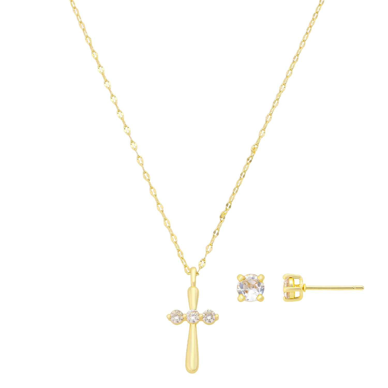 Footnotes Womens Cubic Zirconia Cross -pc. Necklace Set