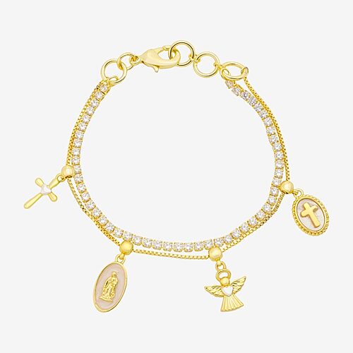 Footnotes Womens 9 3/4 Inch Box Cross Chain Bracelet, One Size, Yellow