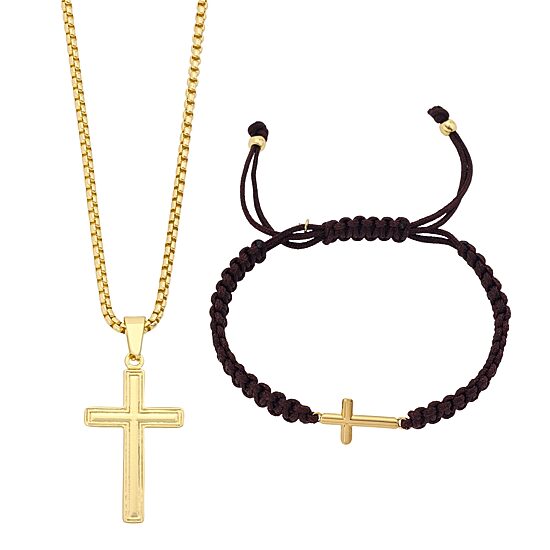 J.P. Army Mens Stainless Steel Cross 2-pc. Jewelry Set