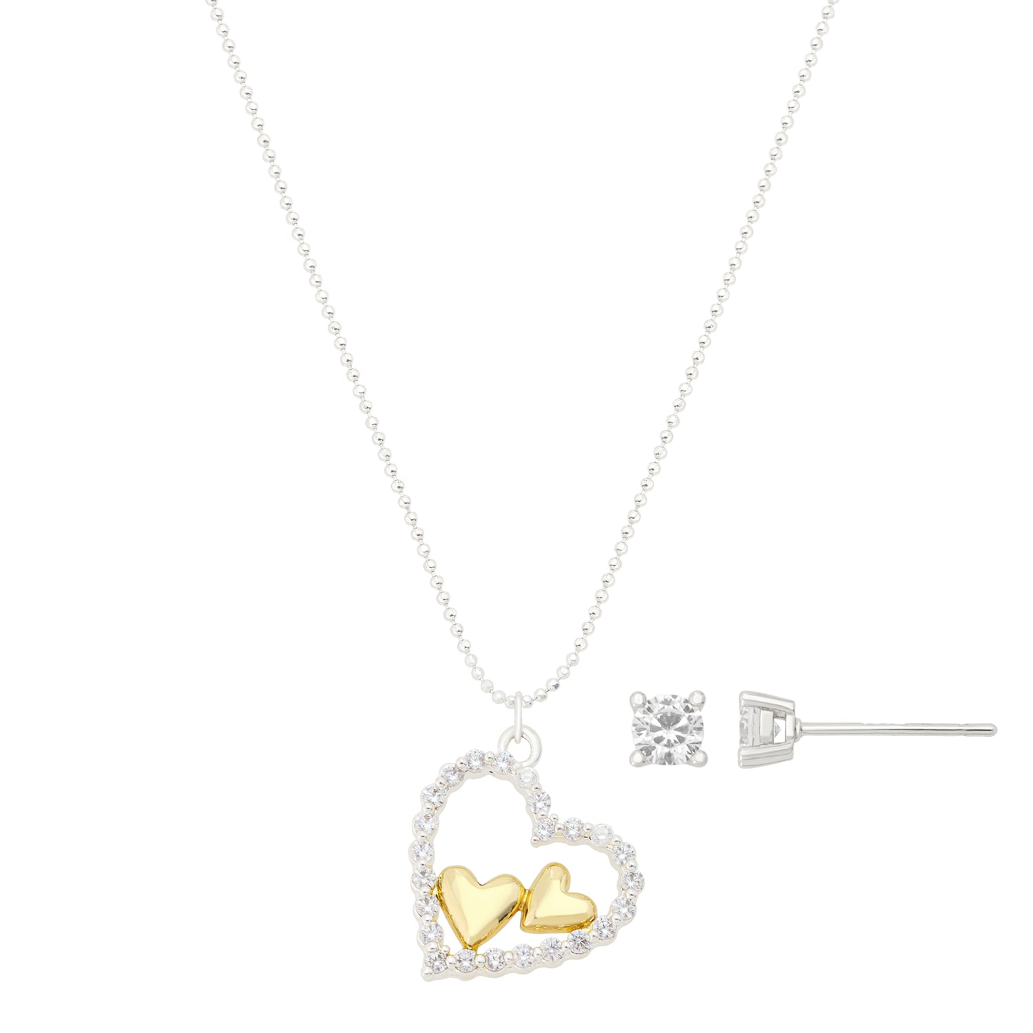 Footnotes Womens Cubic Zirconia Heart 3-pc. Necklace Set