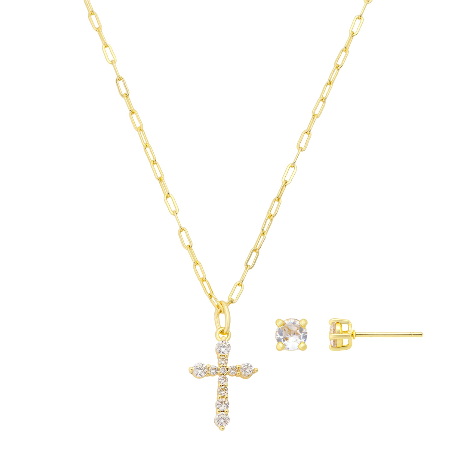 Footnotes Womens Cubic Zirconia Cross 3-pc. Necklace Set