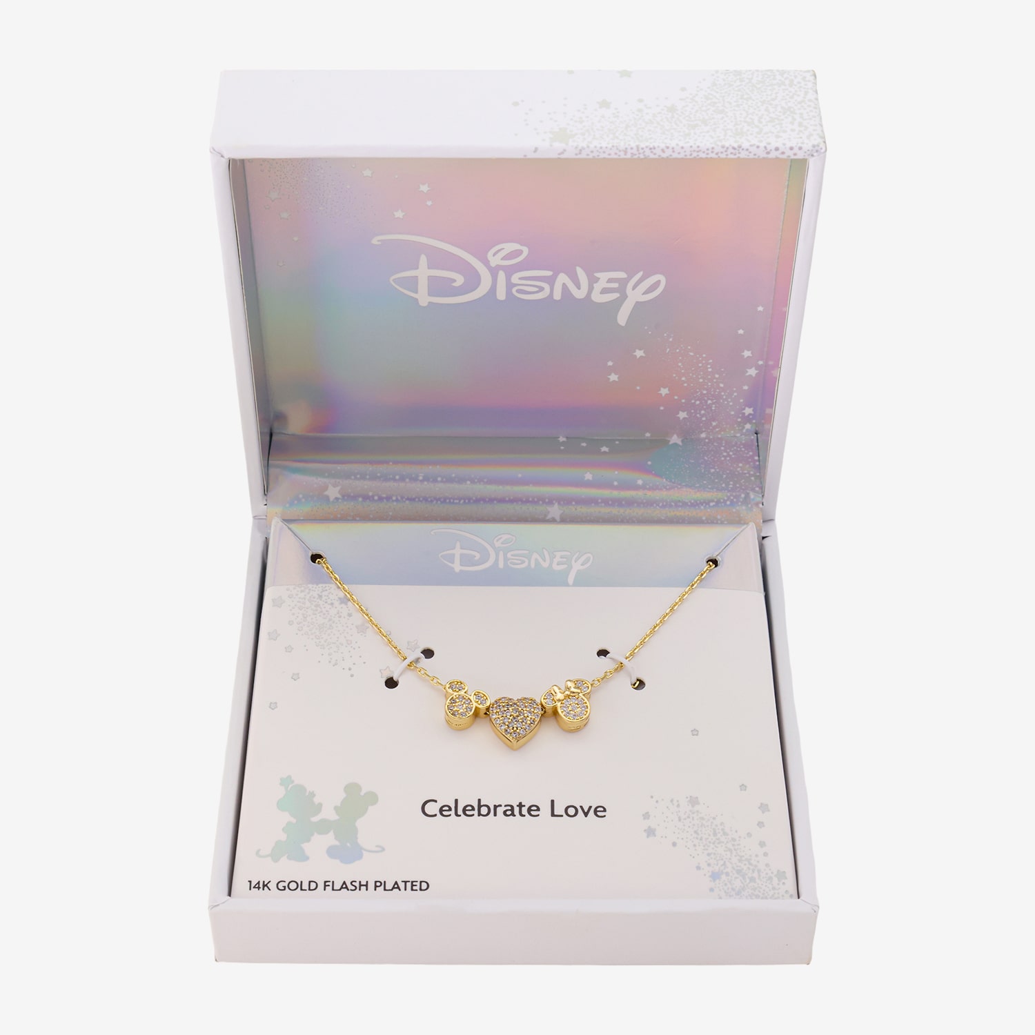Disney Classics Womens Cubic Zirconia Heart 16 Inch Pendant Necklace