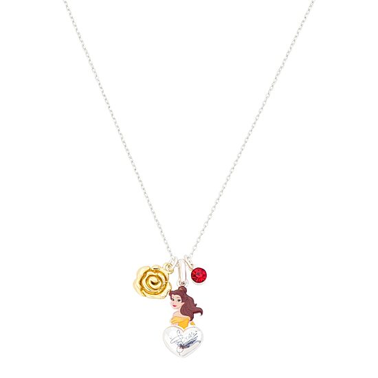 Disney Classics Womens Red Crystal Beauty and the Beast 16 Inch Pendant Necklace