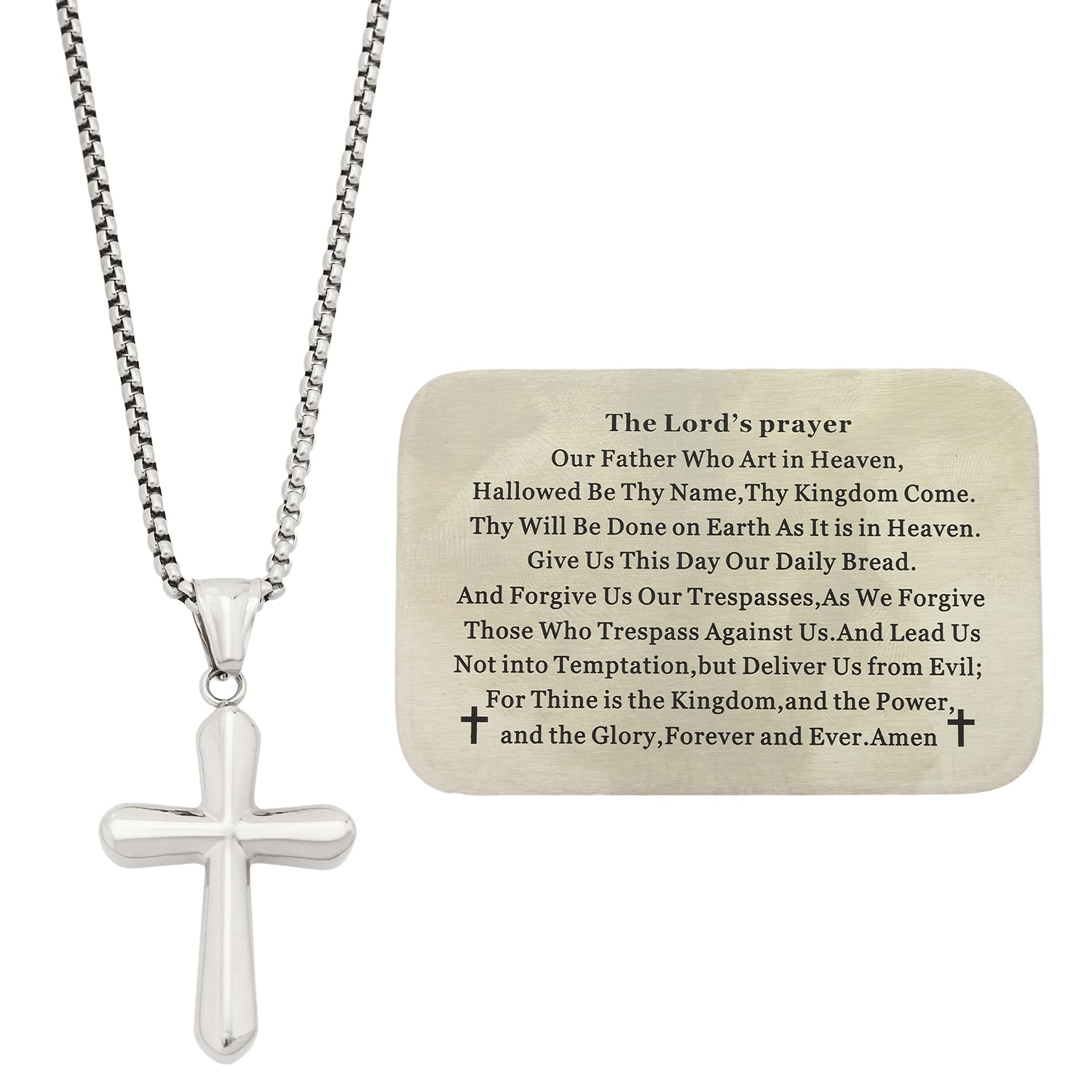 J.P. Army Mens Stainless Steel Cross 2-pc. Jewelry Set
