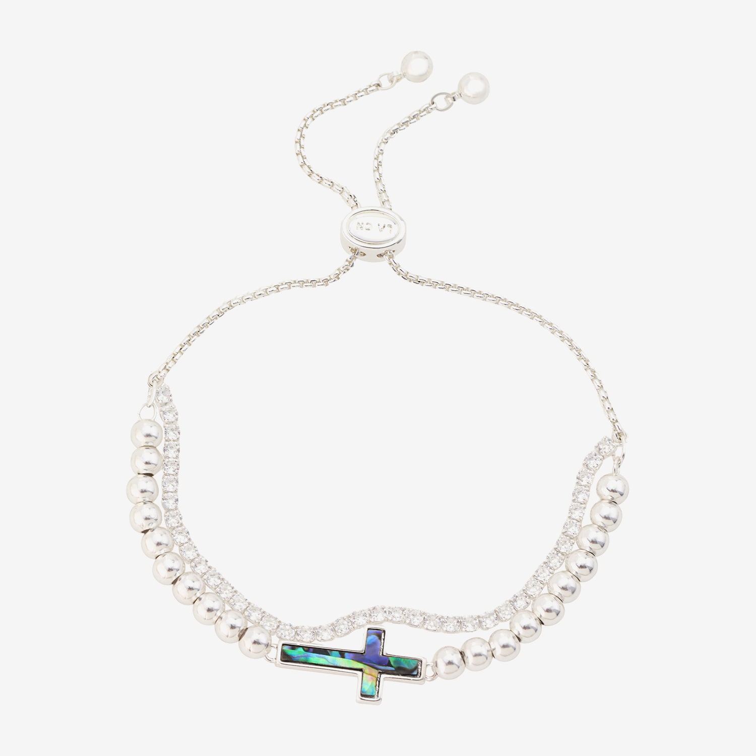 Footnotes Womens Cubic Zirconia Cross Bolo Bracelet