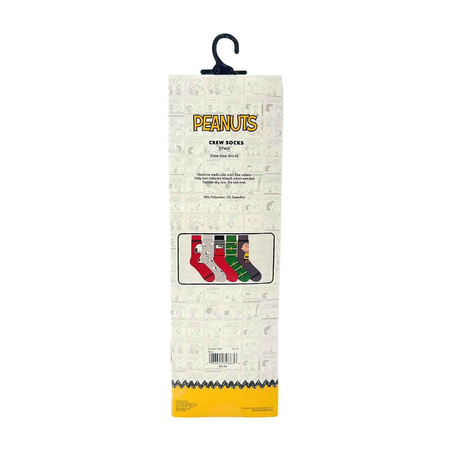 Mens 5 Pair Snoopy Crew Socks
