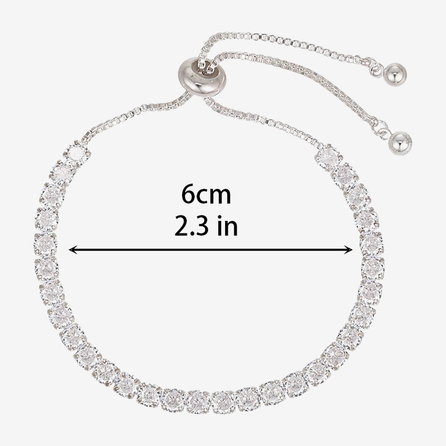 Womens Simulated Cubic Zirconia Round Bolo Bracelet