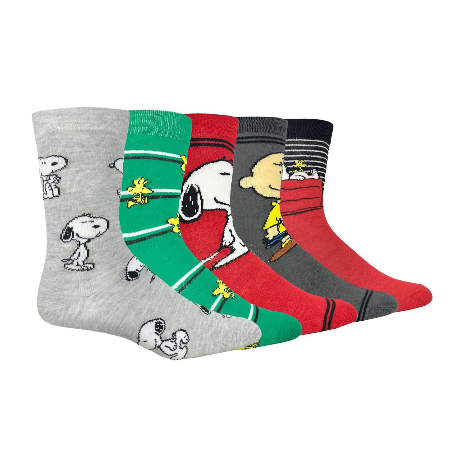 Mens 5 Pair Snoopy Crew Socks