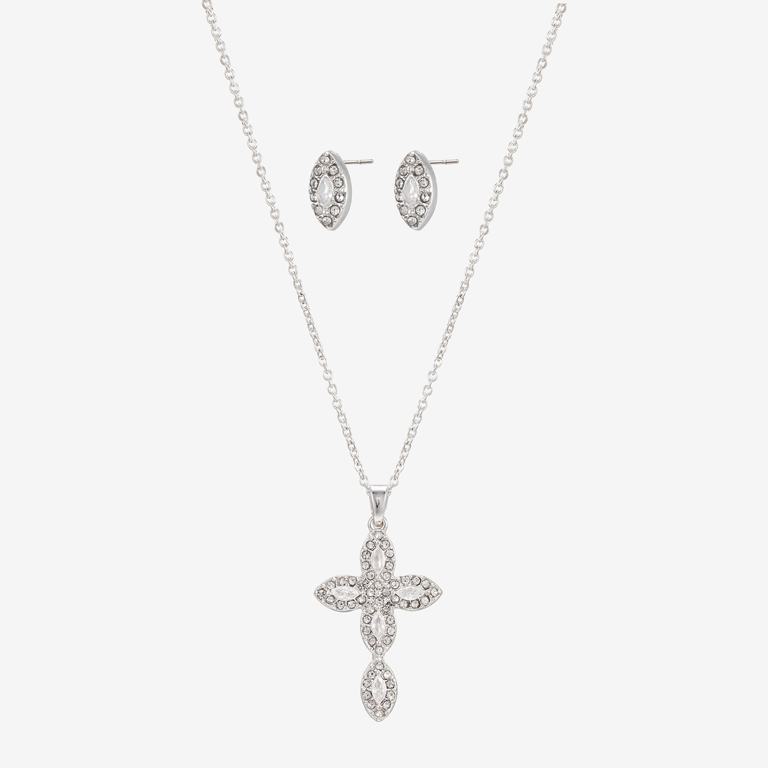 Womens Simulated Cubic Zirconia Cross 2-pc. Necklace Set