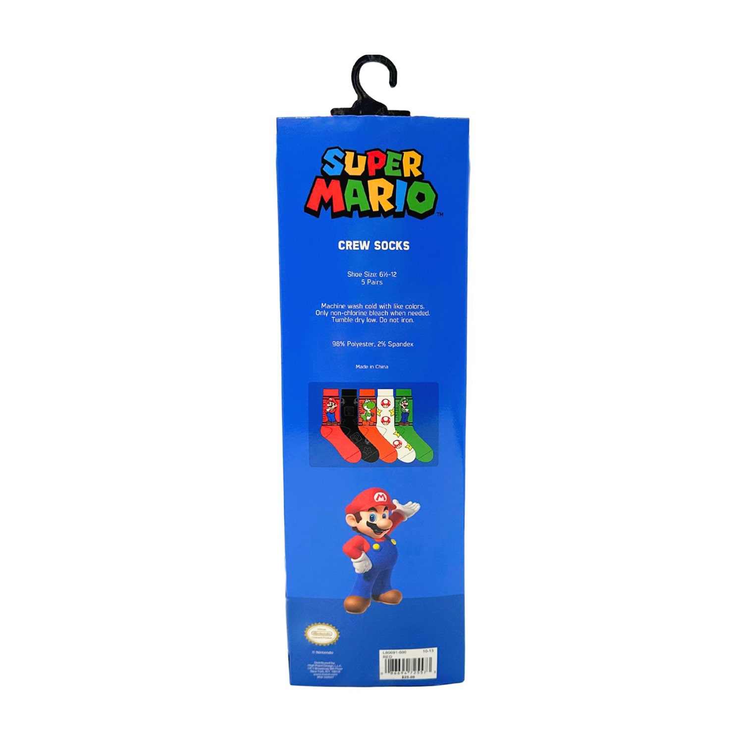 Mens 5 Pair Super Mario Crew Socks