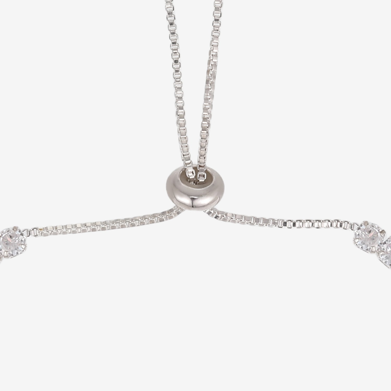 Womens Simulated Cubic Zirconia Round Bolo Bracelet