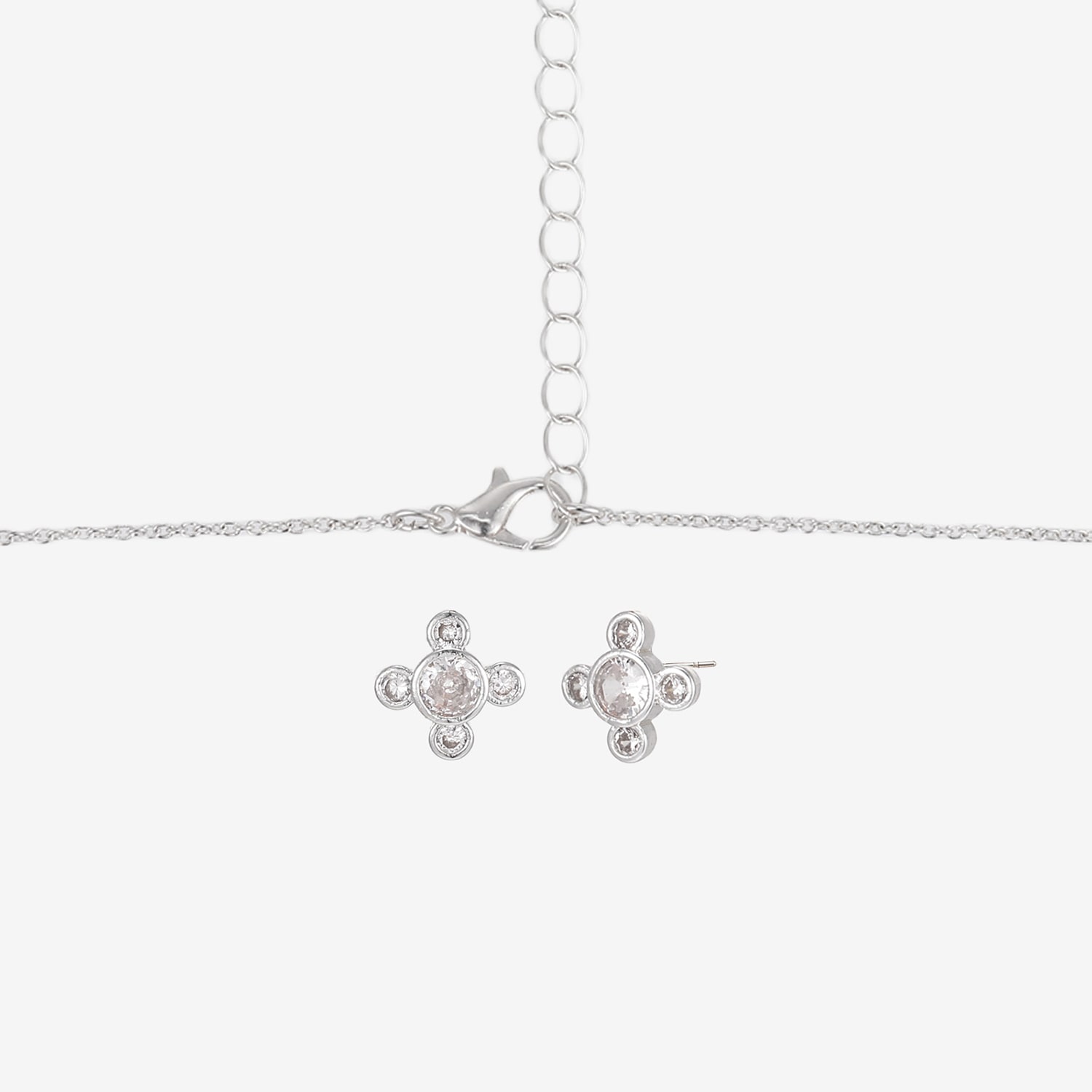 Womens Simulated Cubic Zirconia Cross 2-pc. Necklace Set