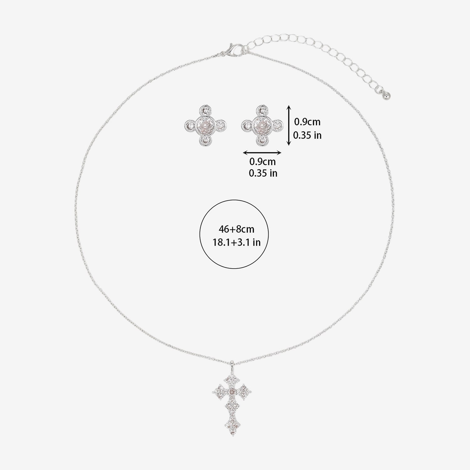 Womens Simulated Cubic Zirconia Cross 2-pc. Necklace Set